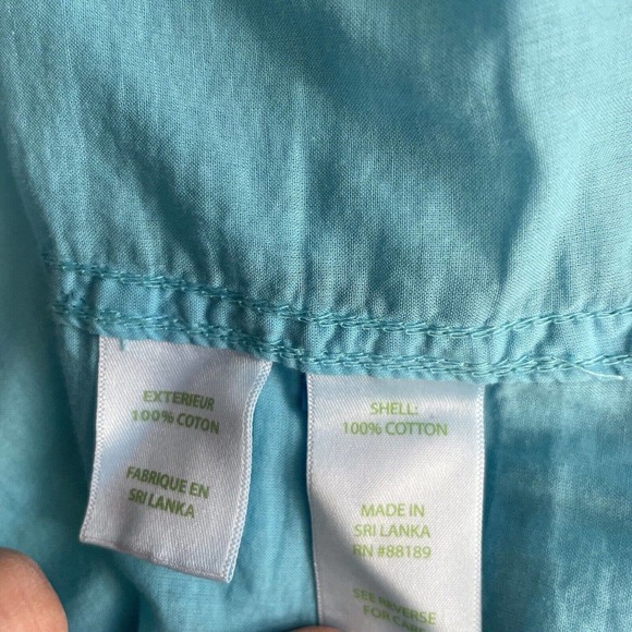 Lilly Pulitzer Size L Shirt Anna Maria Turquoise Long Sleeve Button Front Cotton - Picture 6 of 7